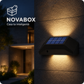 Aplică solară LED NovaBox pentru exterior, 6 LED-uri, iluminare sus-jos, baterie 600 mAh, protecție IP65, Neagră