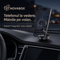 Suport Magnetic Auto pentru Telefon NovaBox – Pliabil, Reglabil și Rotativ, cu Fixare pe Bord