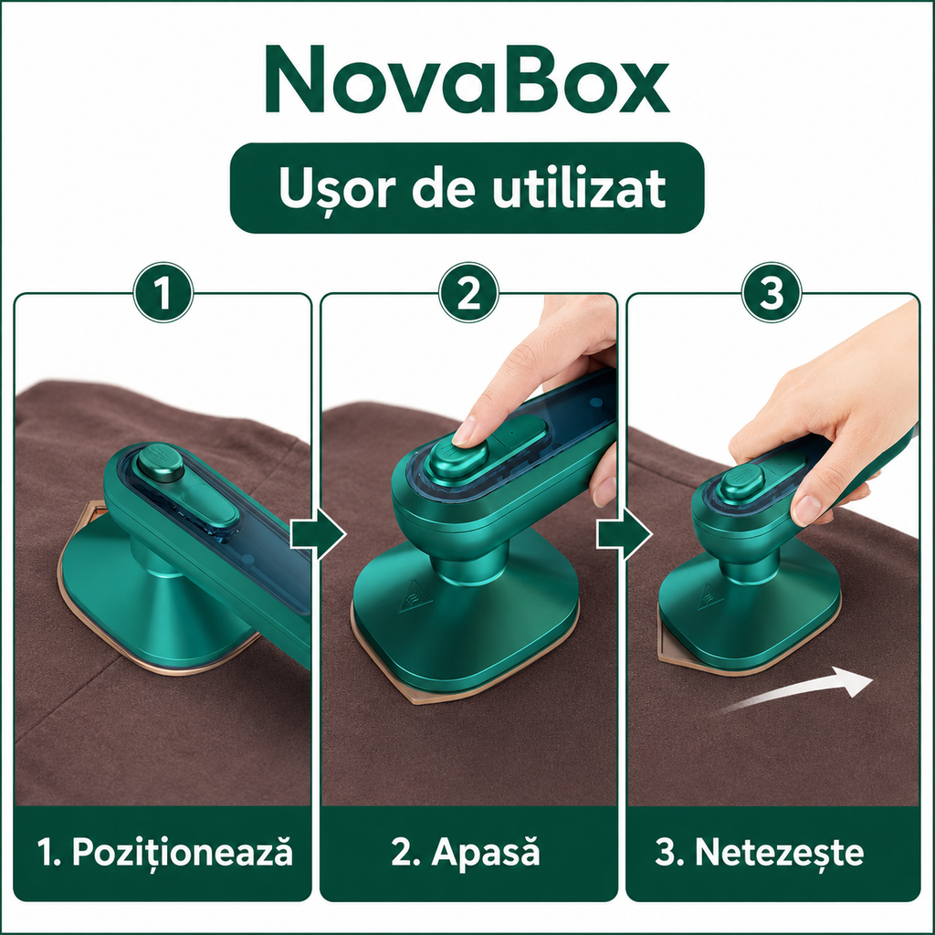 Mini Fier de Călcat Portabil NovaBox – Compact și Ușor de Utilizat, Ideal pentru Haine și Călătorii