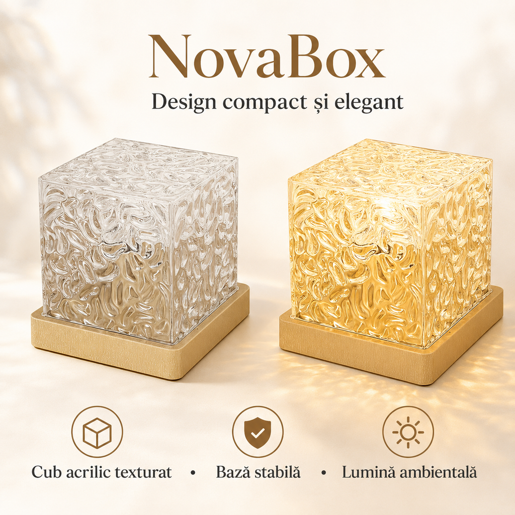Lampă ambientală LED NovaBox, efect dinamic de valuri, lumină multicoloră, telecomandă inclusă