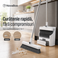 Set de curățenie multifuncțional 2-în-1 NovaBox, mătură cu racletă, mâner reglabil și suport de depozitare