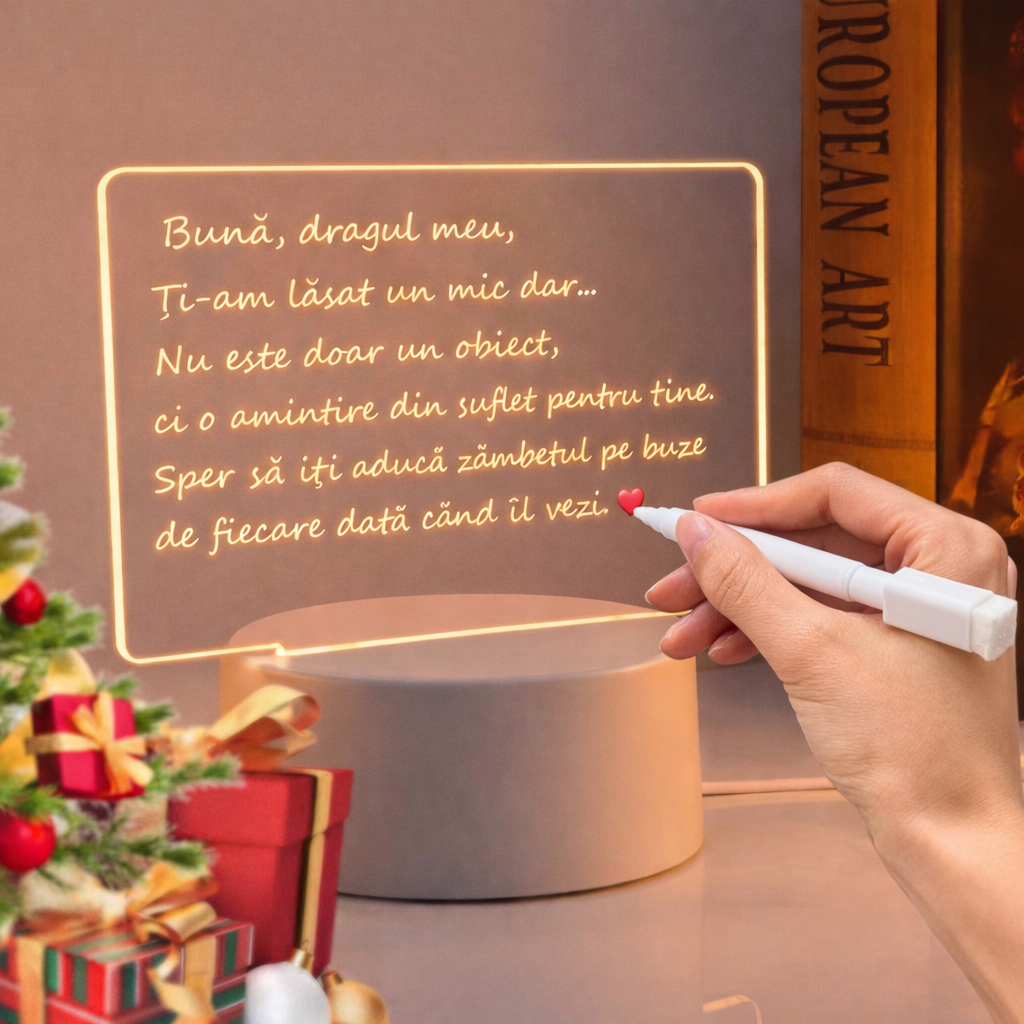 Lampă 3D Creativă cu Mesaj Personalizabil - Cadoul Ideal pentru Cei Dragi