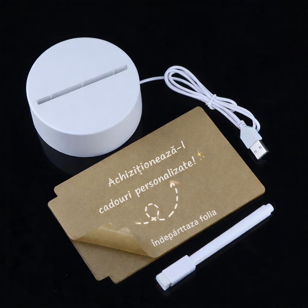 Lampă 3D Creativă cu Mesaj Personalizabil - Cadoul Ideal pentru Cei Dragi