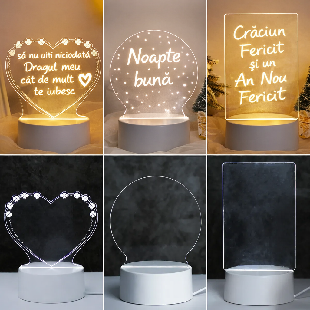 Lampă 3D Creativă cu Mesaj Personalizabil - Cadoul Ideal pentru Cei Dragi